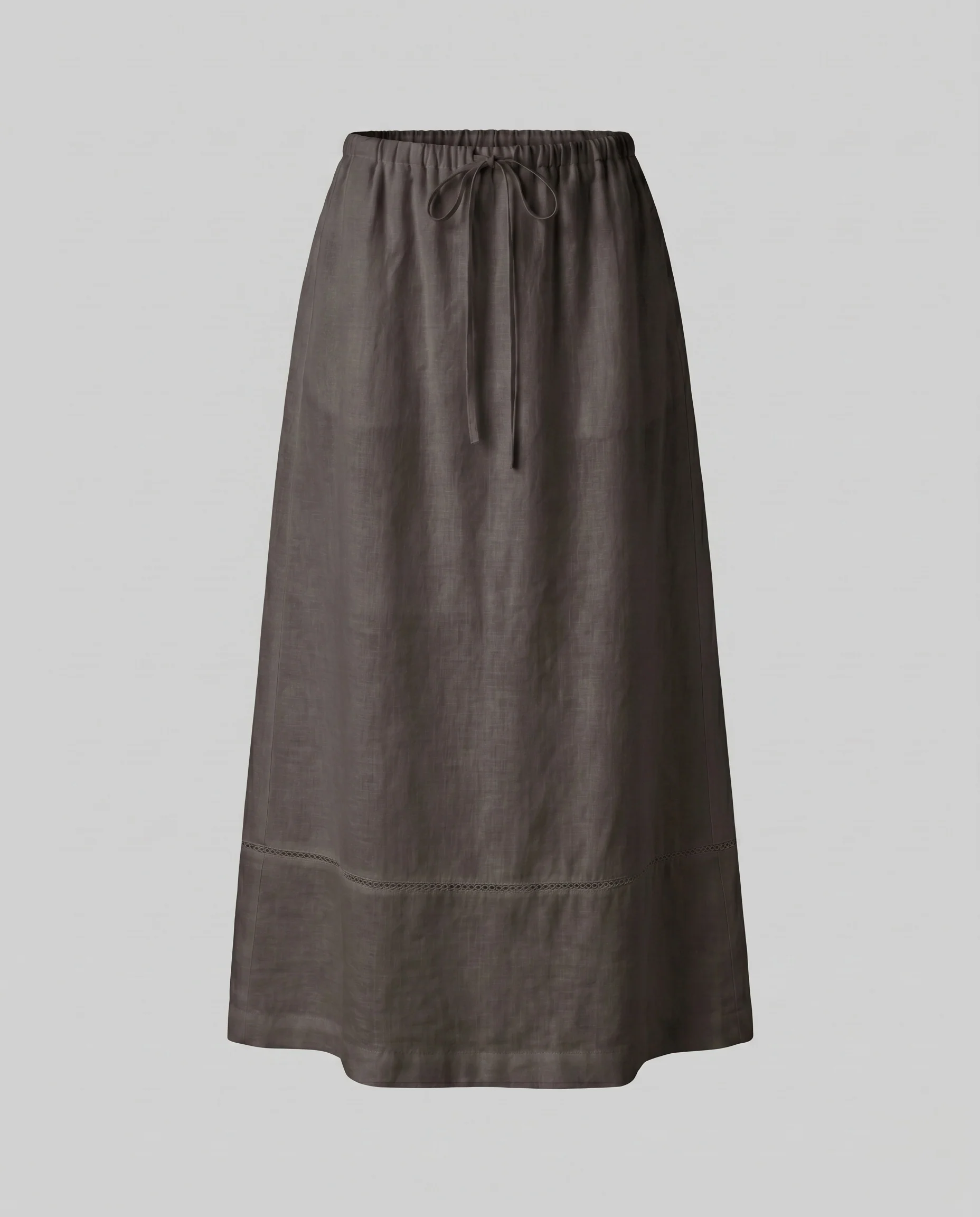 Damen lässiger Leinen-Maxirock mit elastischem Bund und feinemStickdesign - Image 6