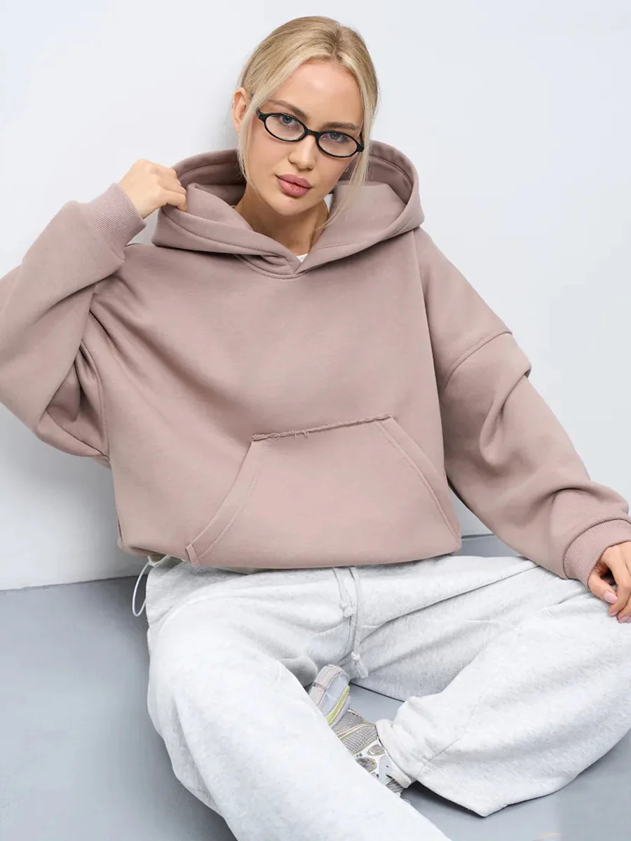 Damen lässiger Oversize-Hoodie mit Kängurutasche und weichem Innenfutter R&B - Image 10
