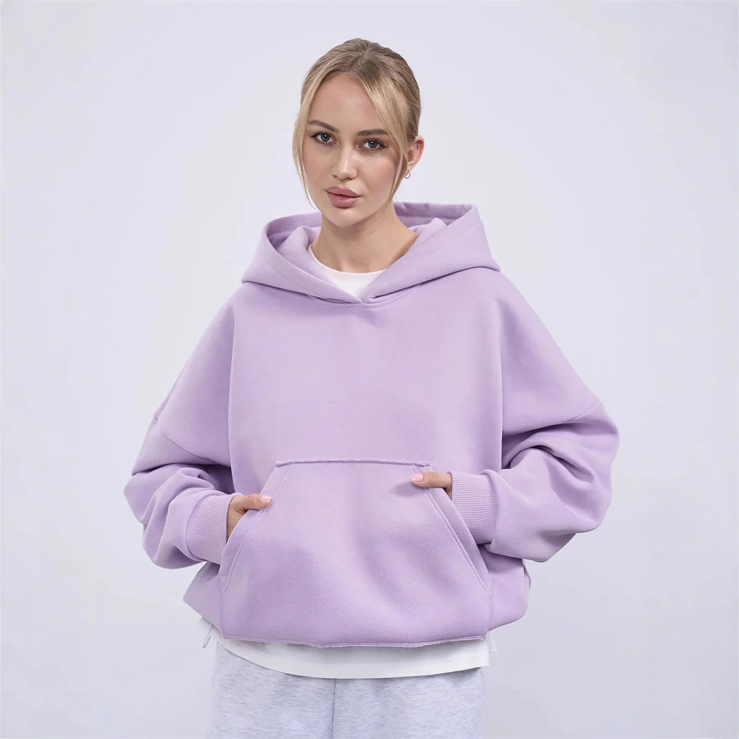 Damen lässiger Oversize-Hoodie mit Kängurutasche und weichem Innenfutter R&B - Image 4