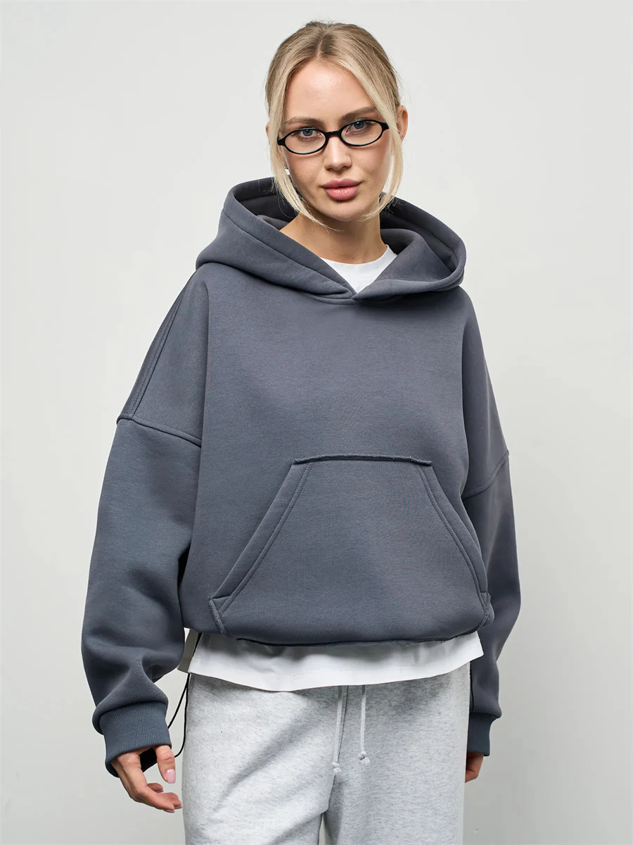 Damen lässiger Oversize-Hoodie mit Kängurutasche und weichem Innenfutter R&B - Image 8