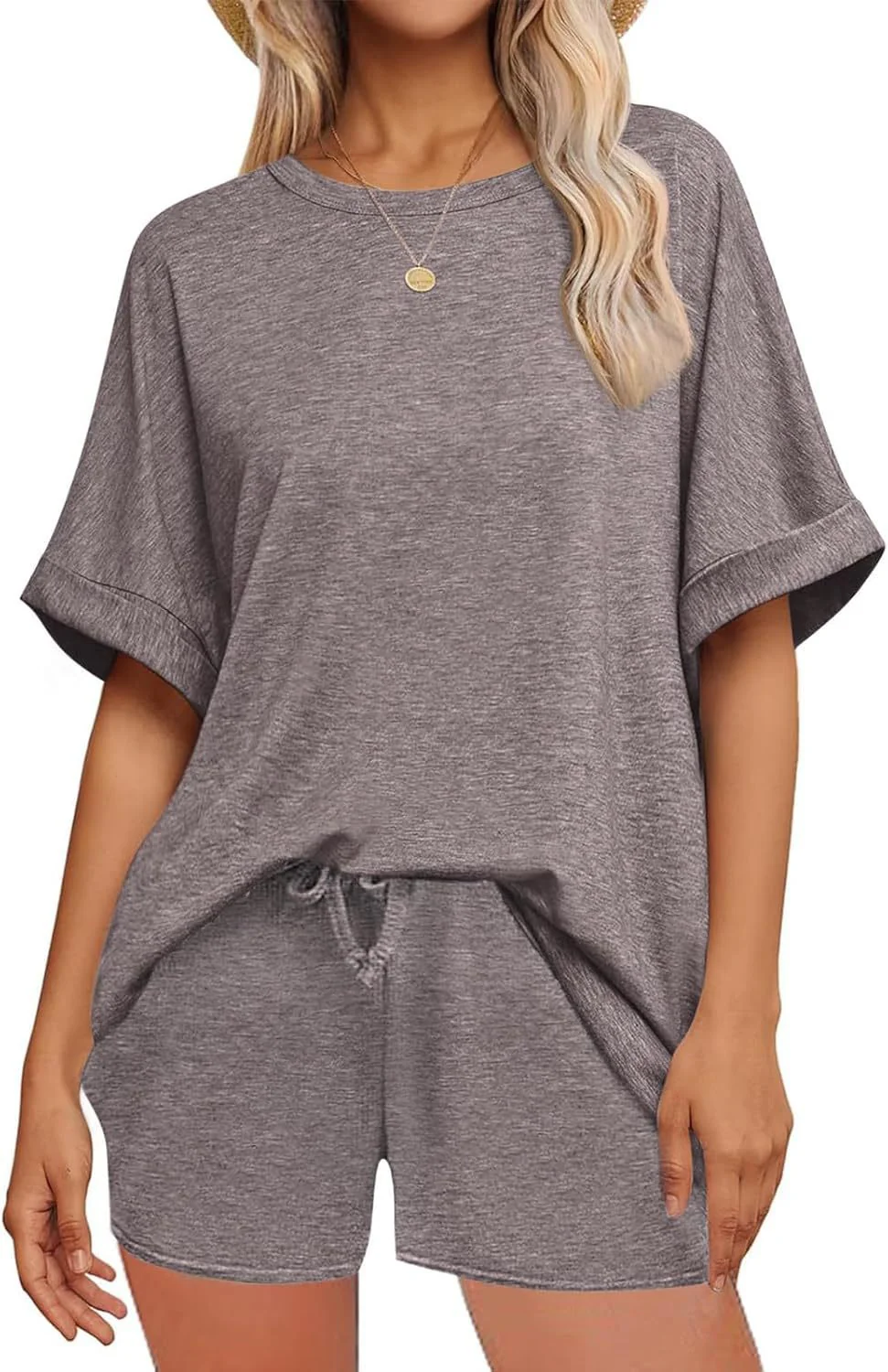 Damen lässiges Freizeit-Set mit oversize T-Shirt und Shorts R&B - Image 7