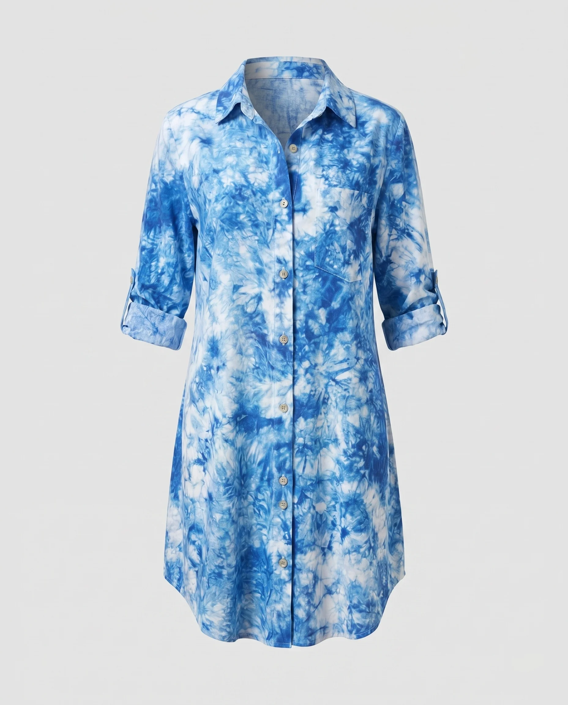 Damen lässiges Hemdblusenkleid mit kreativen Batikmustern Heidi Mode - Image 5