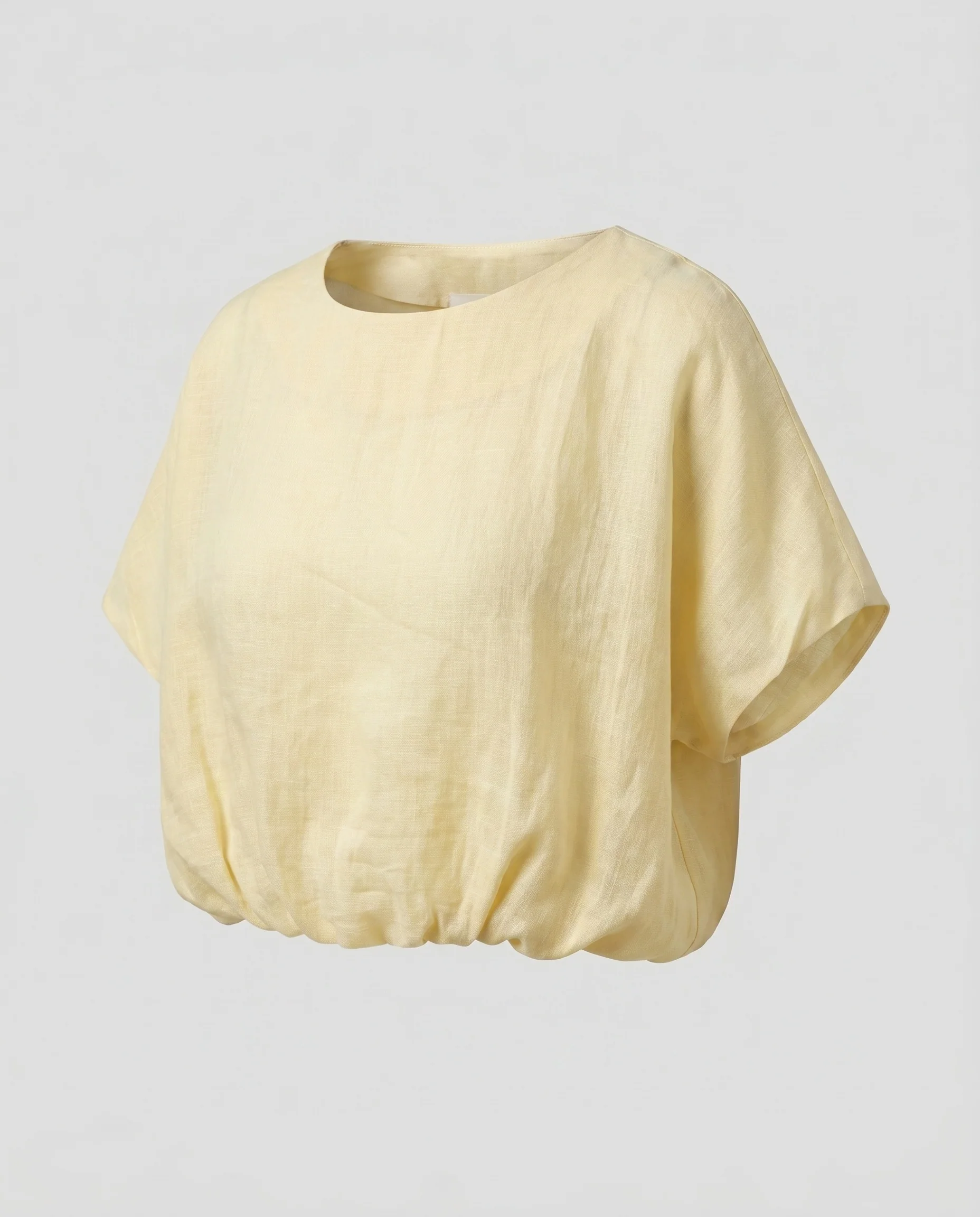 Damen lässiges Leinen-Cropped-Top mit elastischem Saum und weitem Schnitt - Image 5