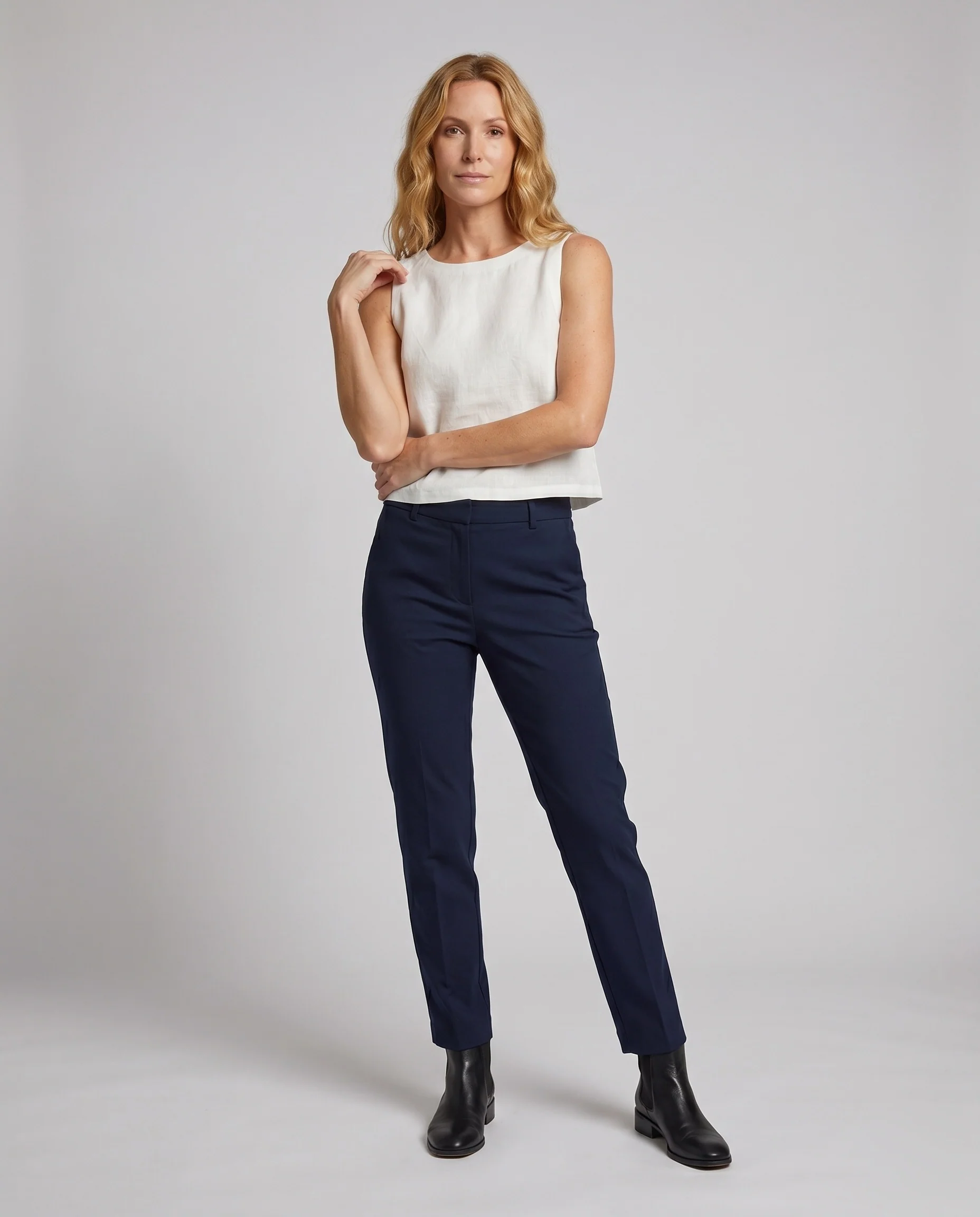Damen lässiges Leinen-Cropped-Top mit schmalen Trägern