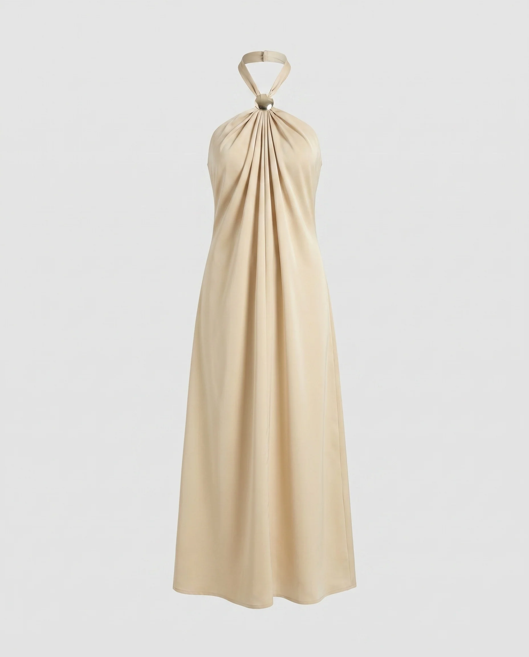 Damen lässiges Maxikleid mit raffiniertem Halterdesign und plissierten Details - Image 3