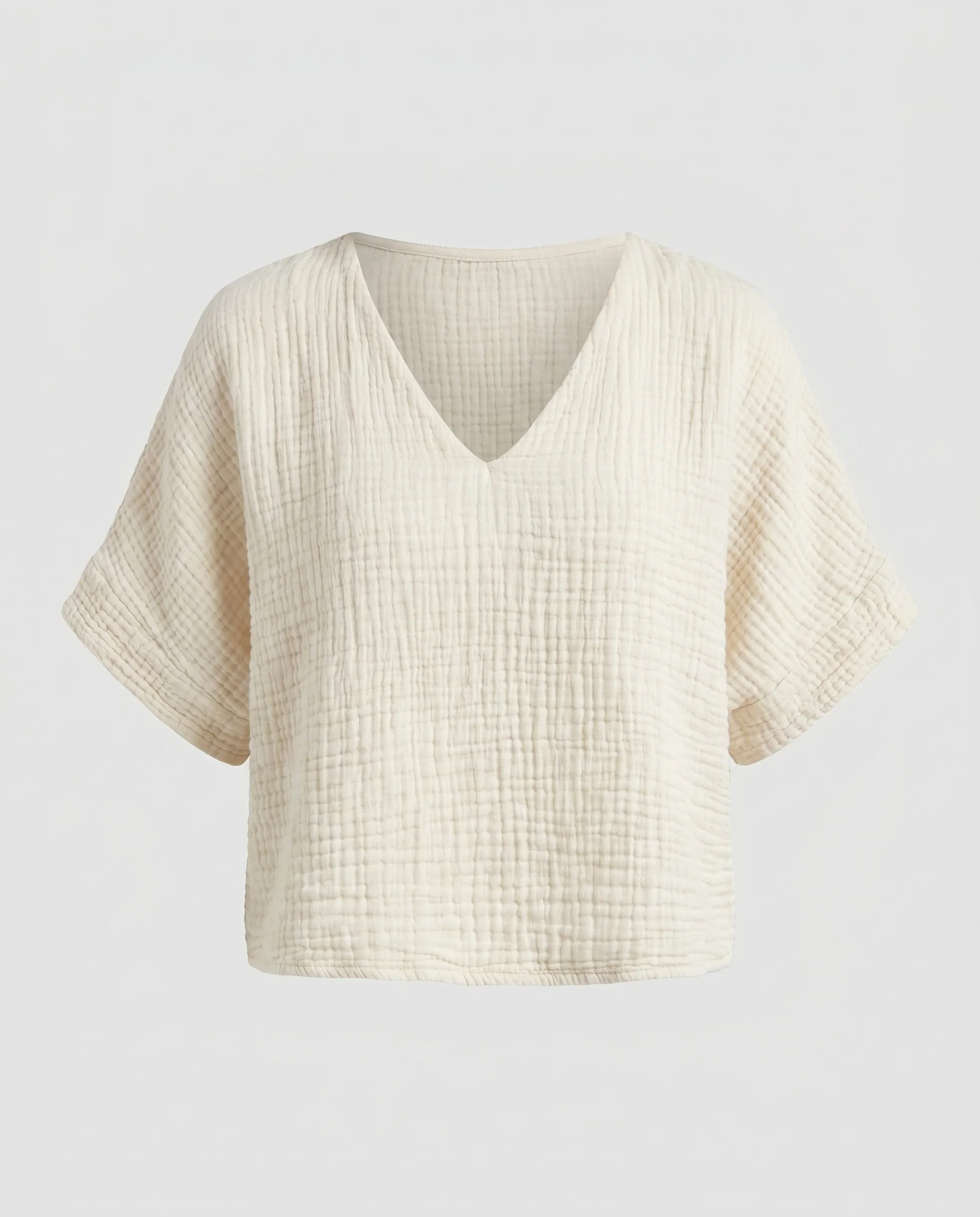Damen lässiges Oversized-Oberteil aus weichem Baumwollgemisch mit V-Ausschnitt - Image 5