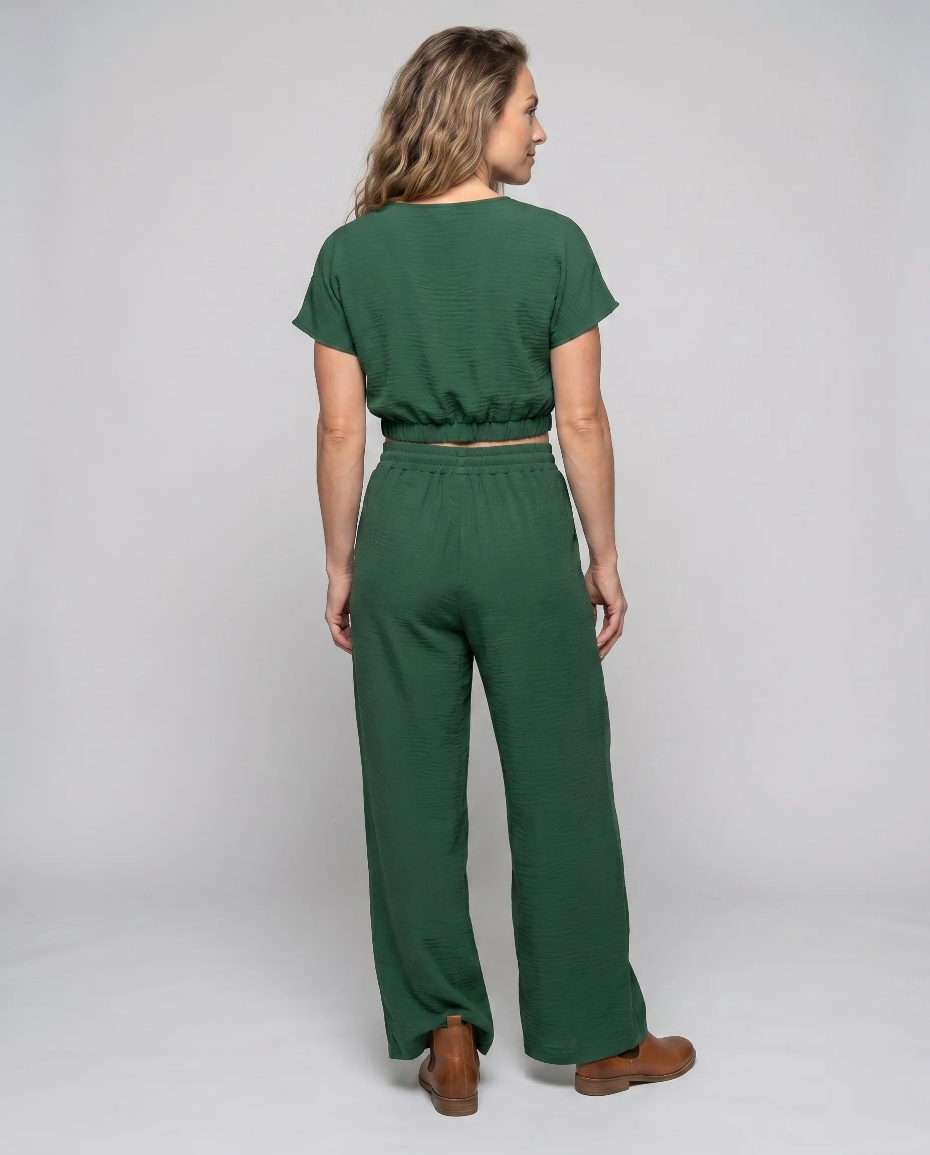 Damen Lässiges Set aus cropped Top und weit geschnittenen Hosen R&B - Image 3
