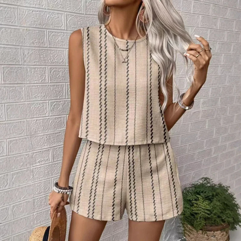 Damen lässiges Set mit ärmellosem Oberteil und Shorts R&B - Image 6