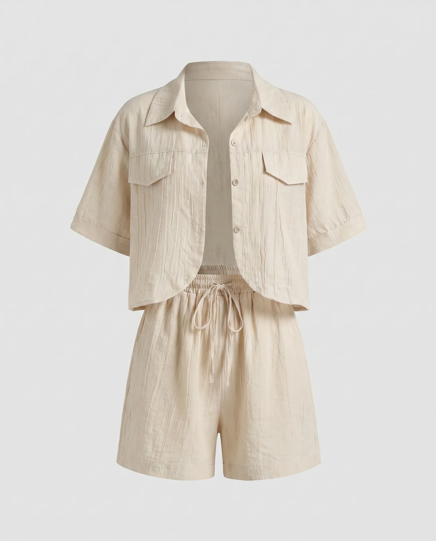 Damen Lässiges Sommer-Set mit Kurzarmbluse und lockerer Shorts R&B - Image 4