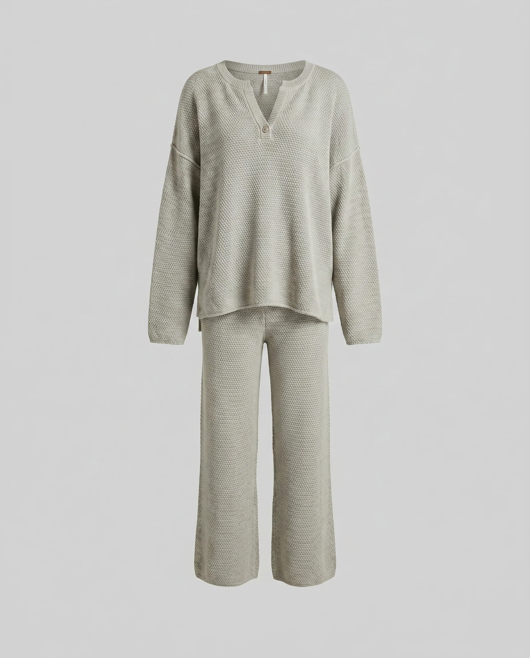 Damen lässiges Strick-Set mit modischem Muster und weiten Beinen - Image 4