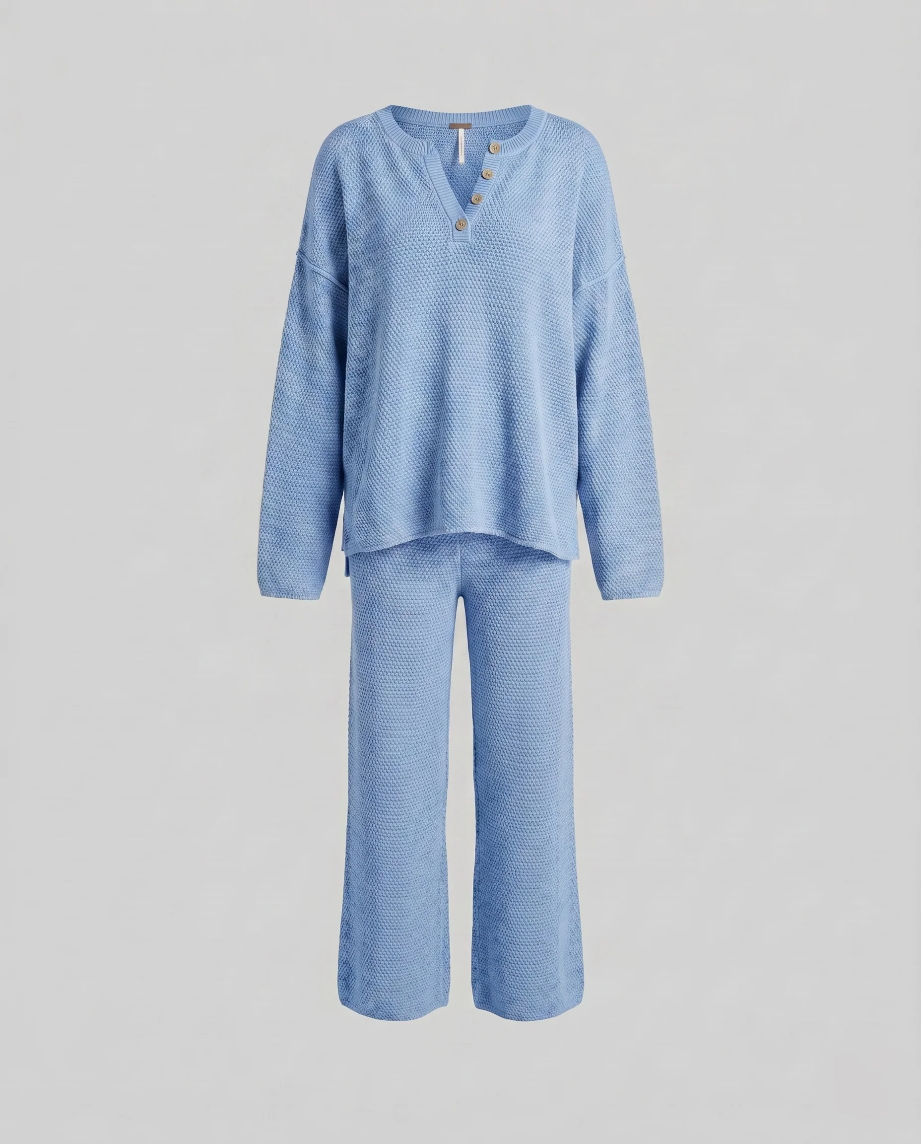 Damen lässiges Strick-Set mit modischem Muster und weiten Beinen - Image 7