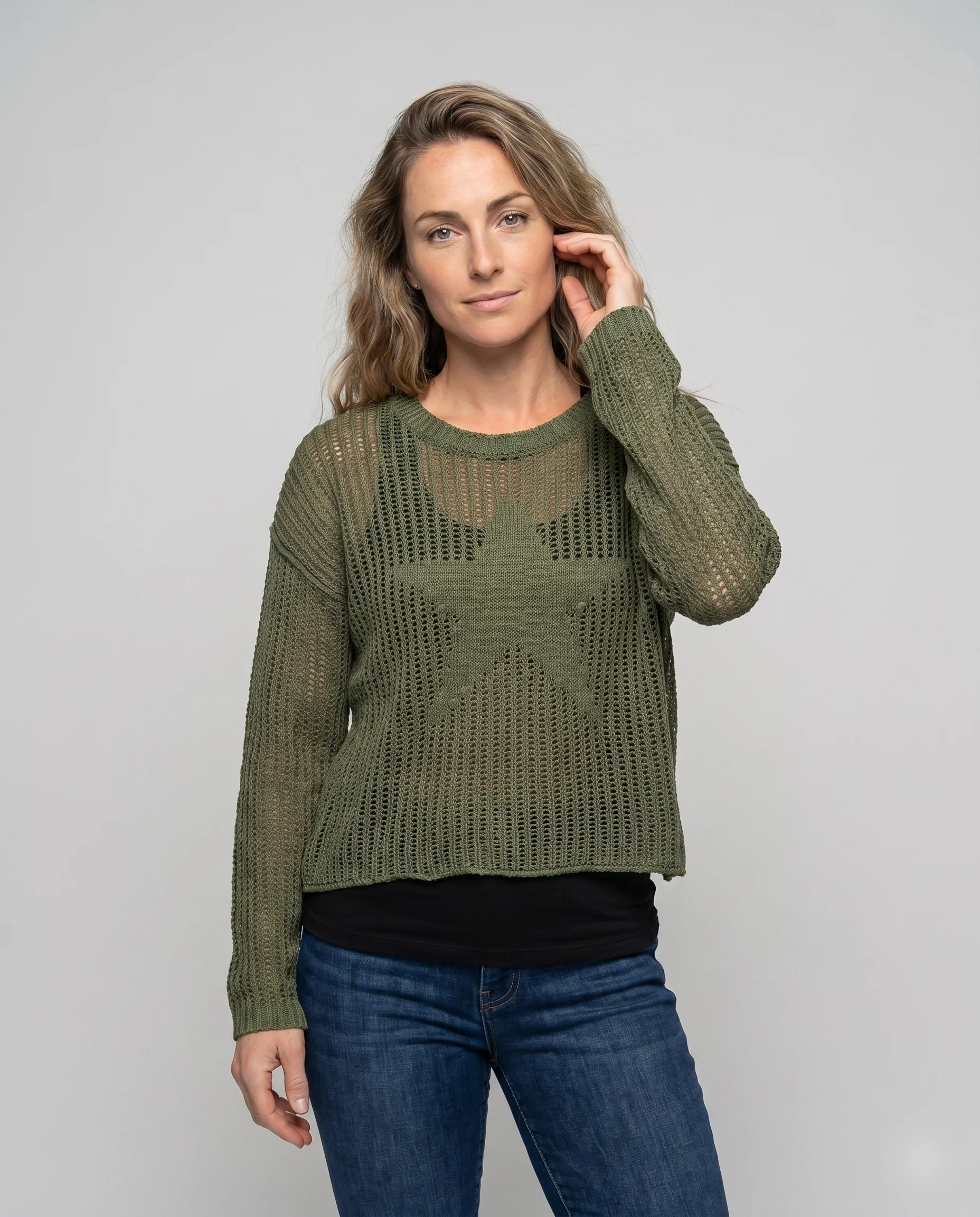 Damen lässiges Strickoberteil mit oversize Schnitt und luftigem Design - Image 2