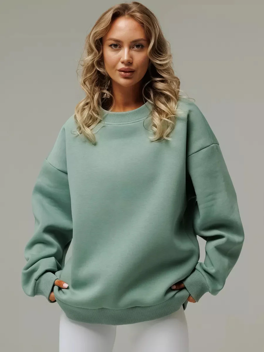 Damen lässiges Sweatshirt mit breiten Schultern und weichem Innenfutter R&B - Image 14