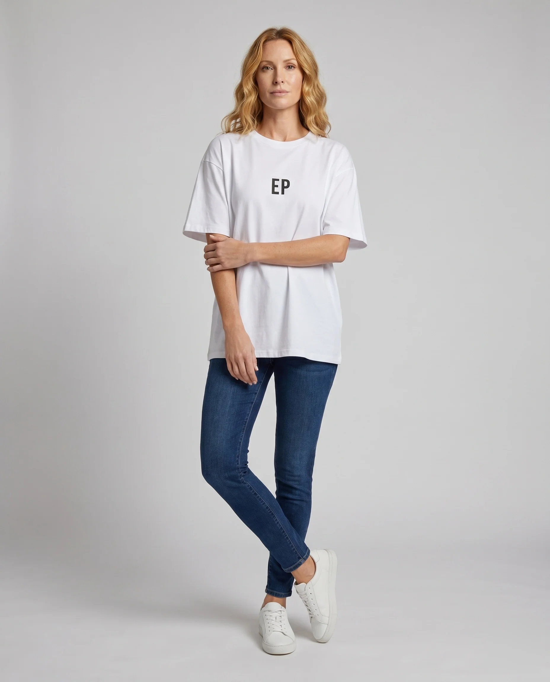 Damen lässiges T-Shirt mit kreativem Druckdesign und oversized Passform