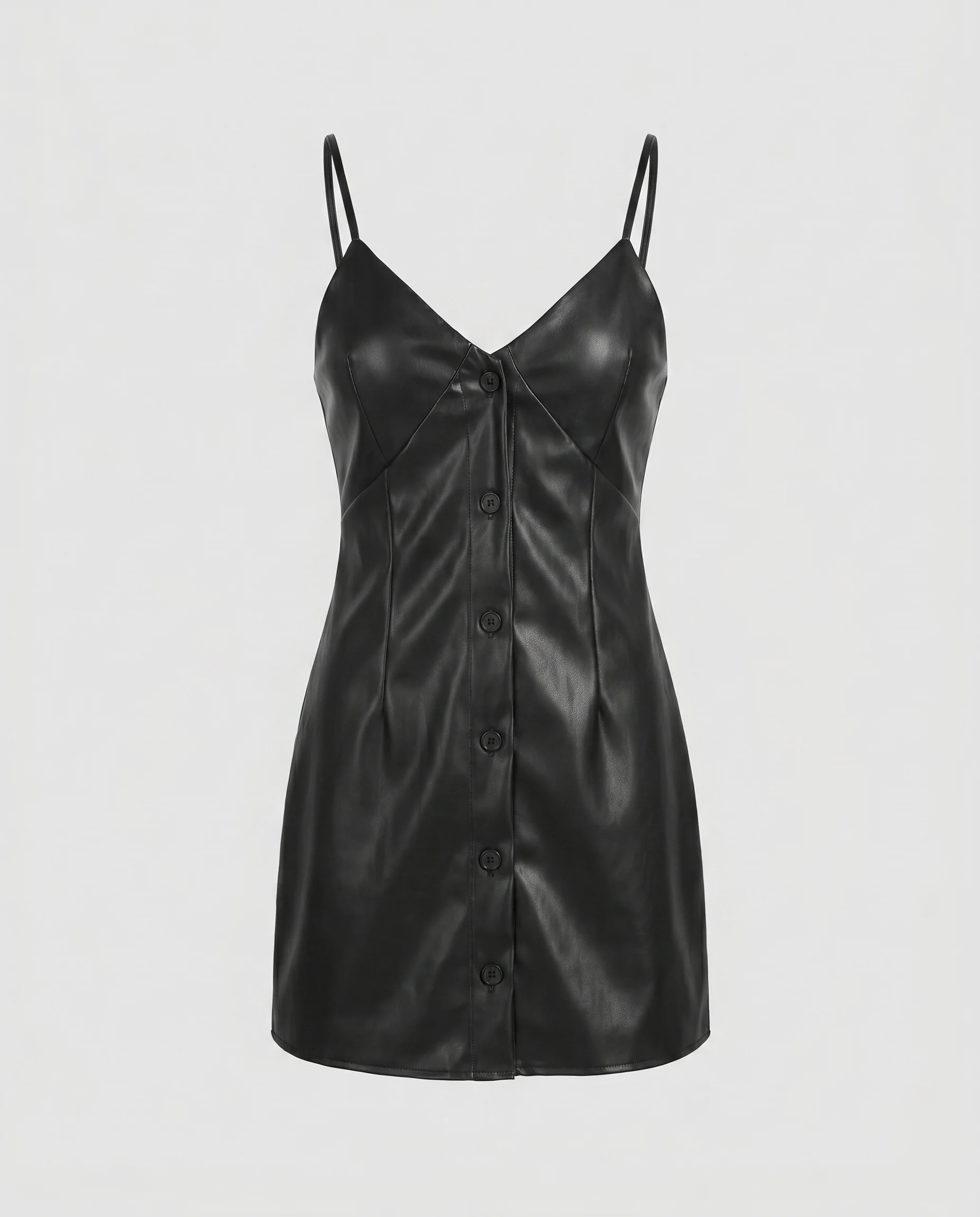 Damen Lederkleid mit durchgehender Knopfleiste und verstellbaren Trägern - Image 5