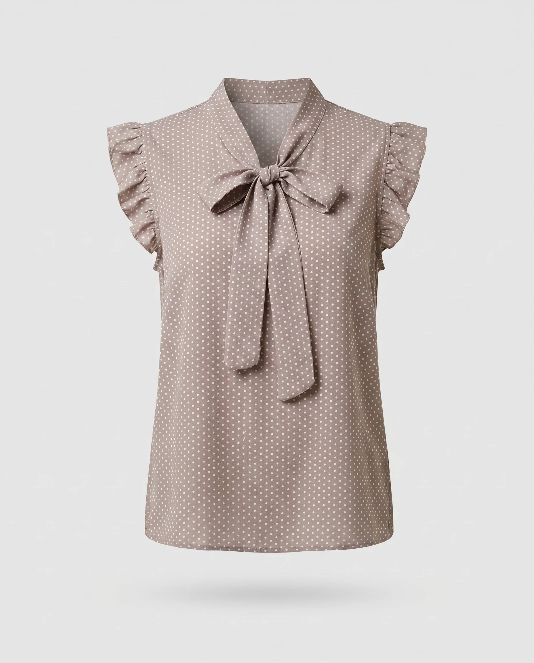 Damen leichte Bluse mit Schleifenverschluss und Punkten - Image 5