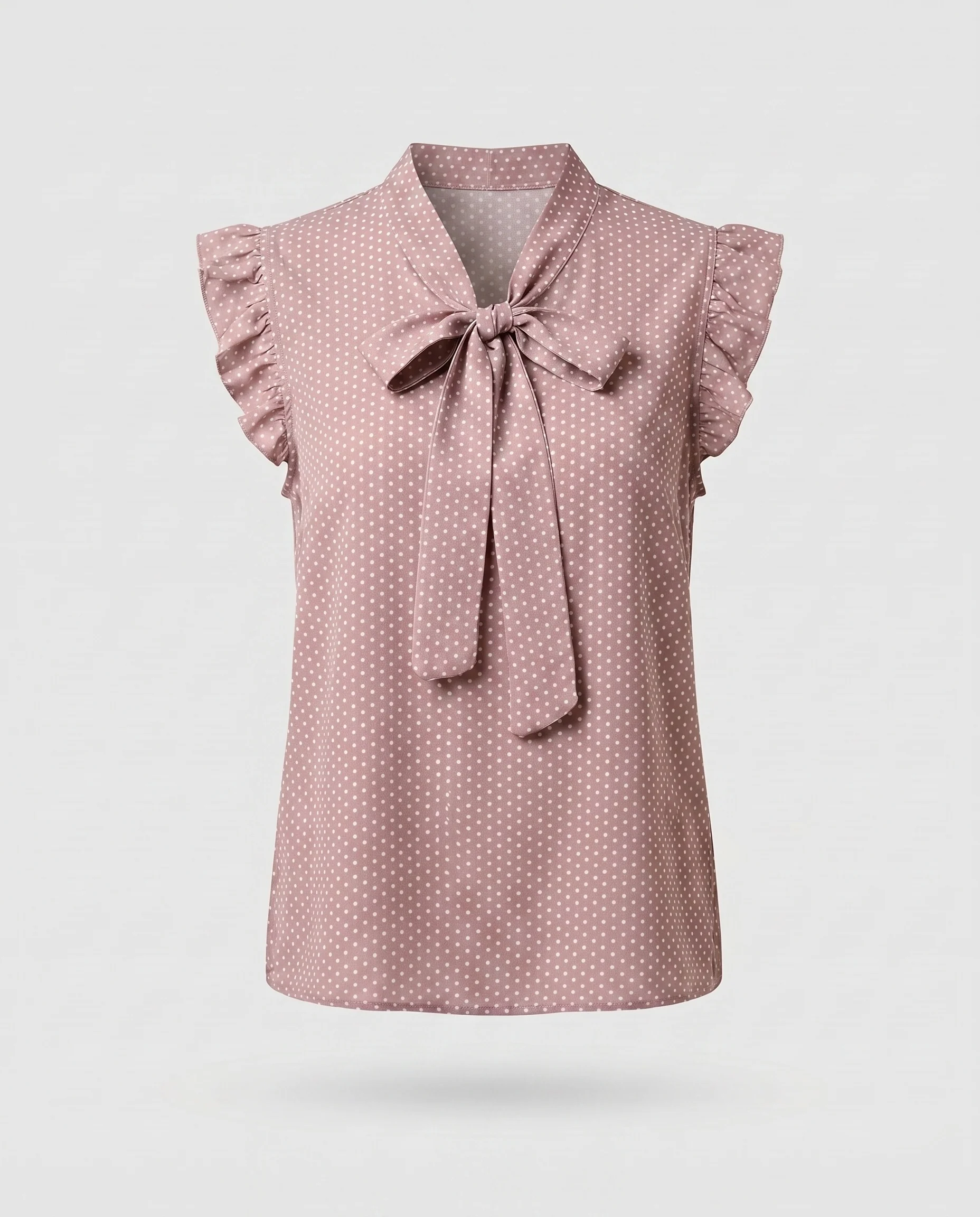Damen leichte Bluse mit Schleifenverschluss und Punkten - Image 9