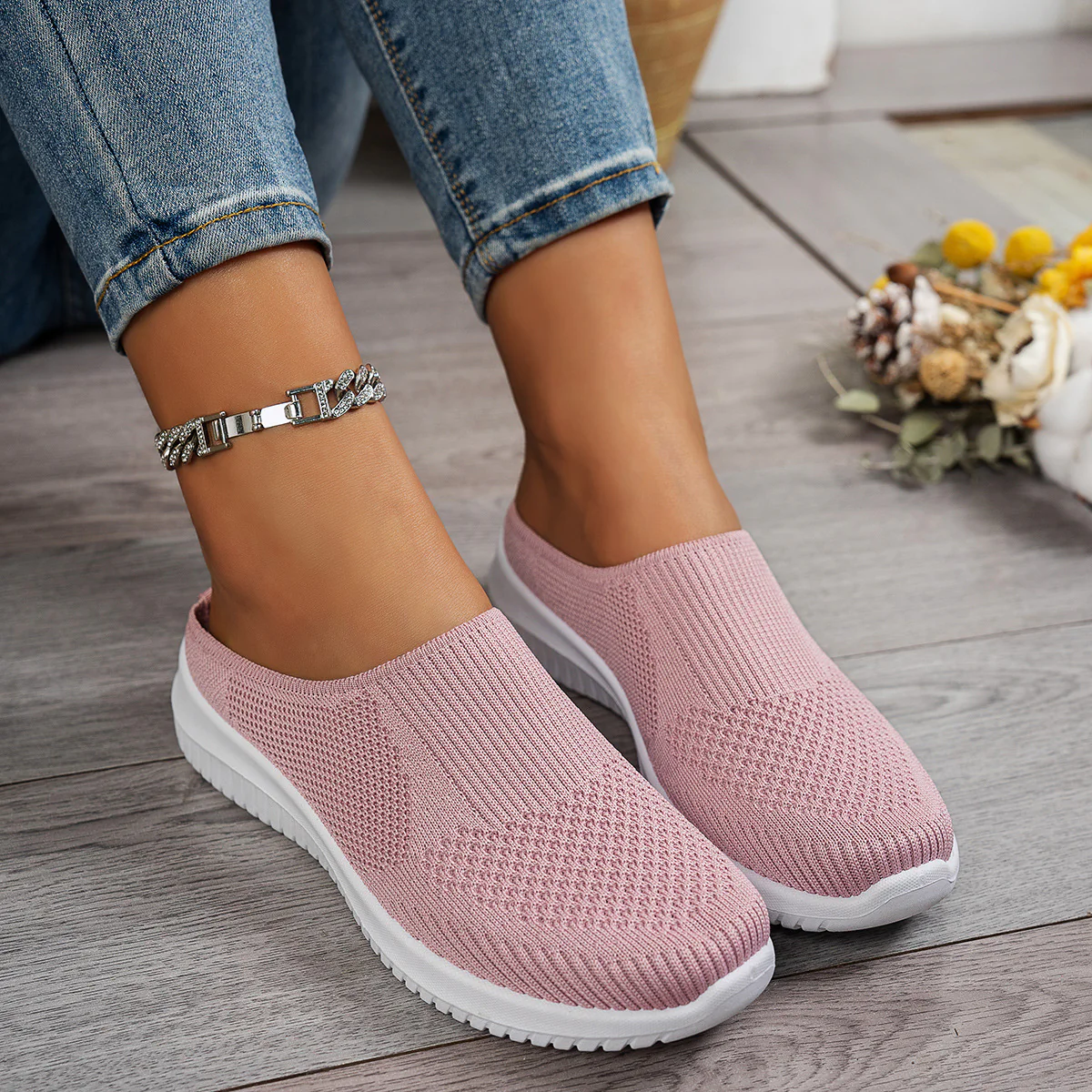 Damen Leichte und atmungsaktive Slipper mit flexiblem Obermaterial R&B