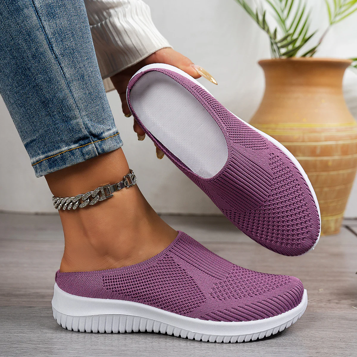 Damen Leichte und atmungsaktive Slipper mit flexiblem Obermaterial R&B - Image 8