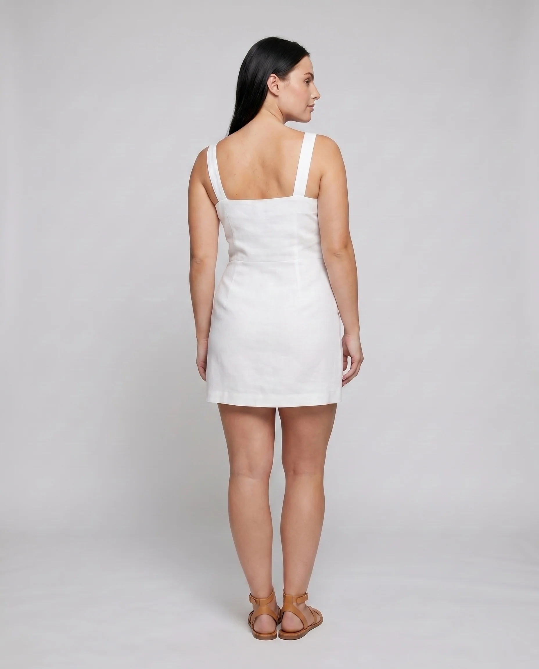 Damen leichtes Leinenkleid mit Knopfleiste und figurbetonter Silhouette - Image 4