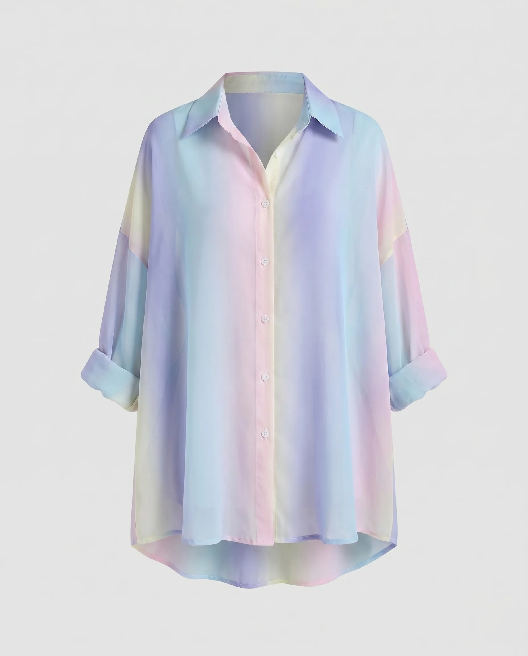 Damen Leichtgewichtige transparente Bluse mit schillerndem Farbverlauf und lässigem Schnitt R&B - Image 5
