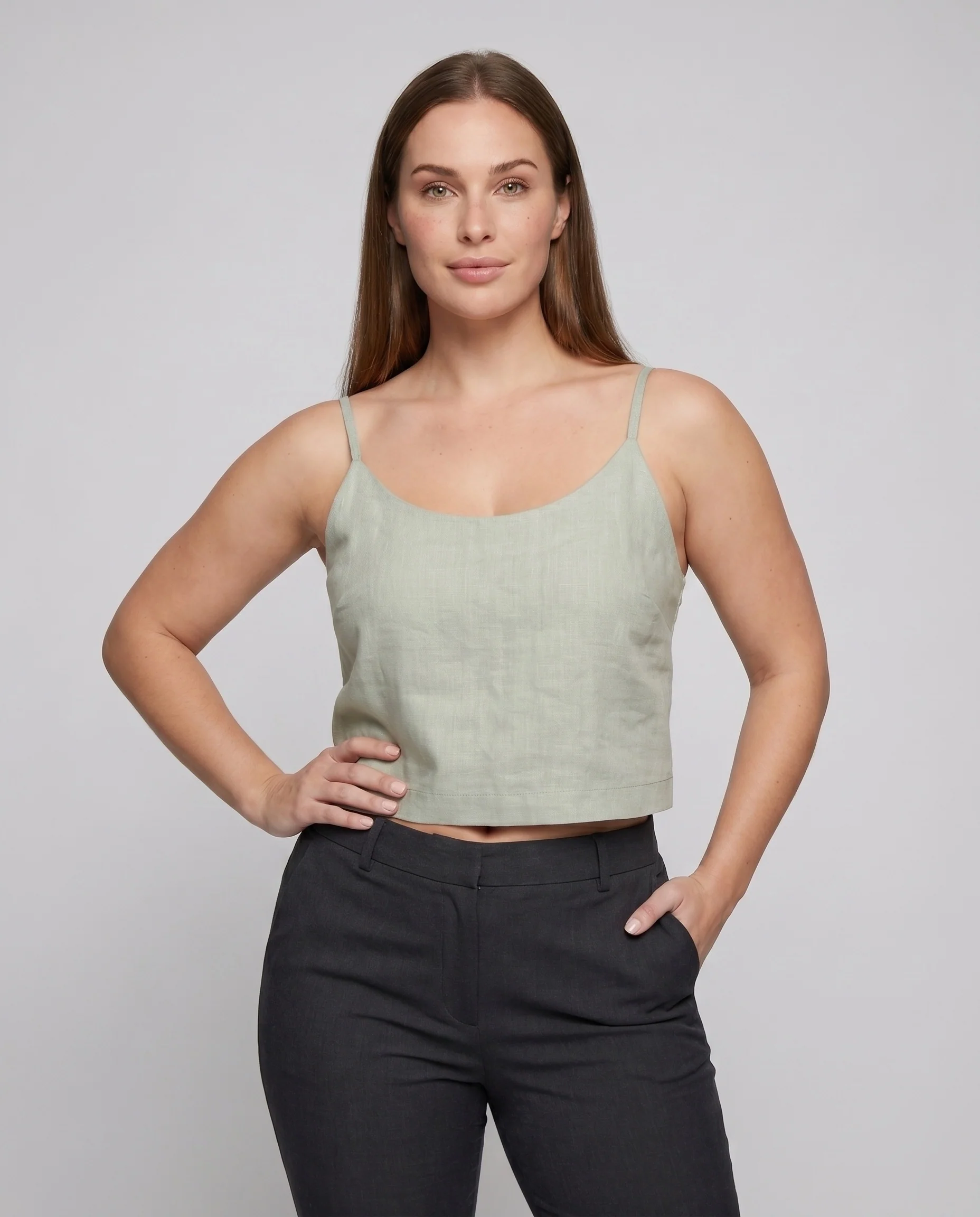 Damen Leinen-Trägertop mit lässigem Schnitt und minimalistischer Silhouette - Image 2