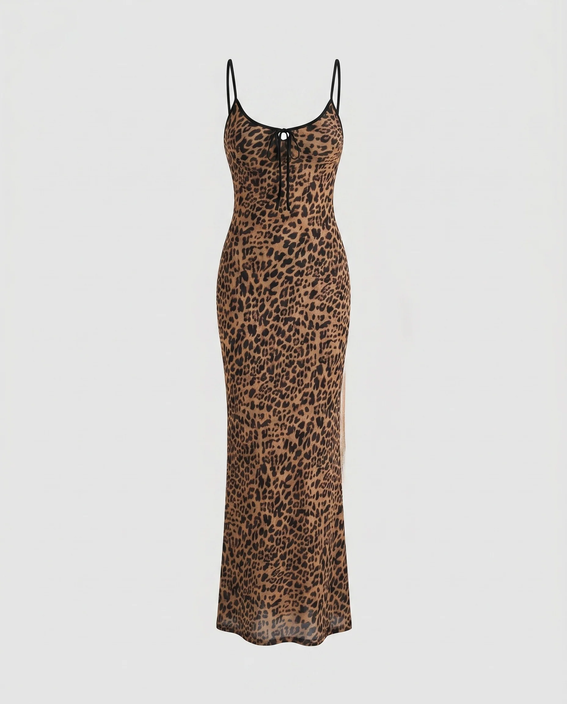 Damen Leopard-Print Sommerkleid mit knappen Trägern und tiefem Ausschnitt R&B - Image 5