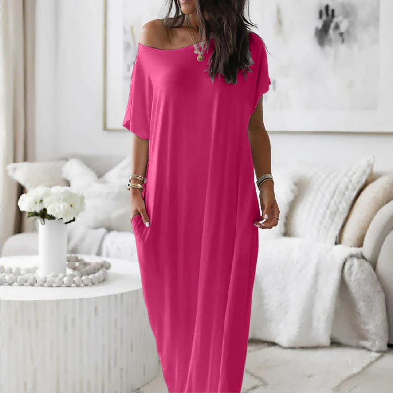 Damen Lockere Maxikleid mit Animal-Print und Seitentaschen R&B - Image 5