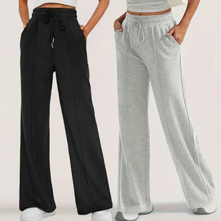 Damen lockere Sweatpants mit seitlichen Taschen und elastischem Bund R&B