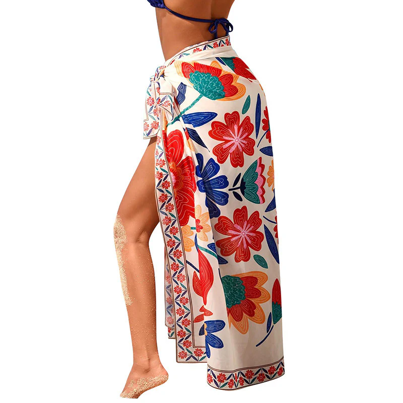 Damen Long- Maxirock mit floralem Muster und seitlichem Bindegürtel R&B - Image 5