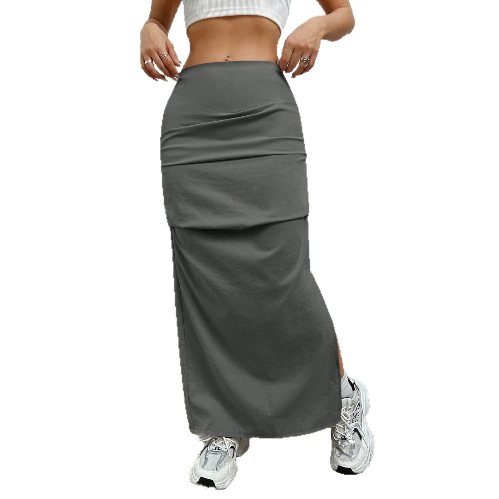 Damen Longskirt mit seitlichem Schlitz und elastischem Bund R&B - Image 5