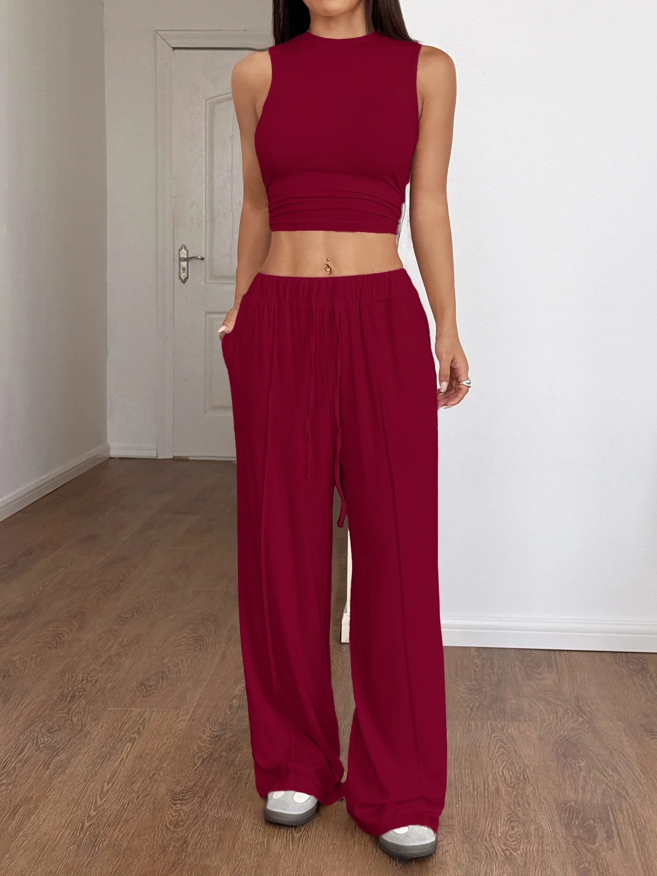 Damen Lounge-Set mit ärmellosem Oberteil und weiten Hosen R&B - Image 6