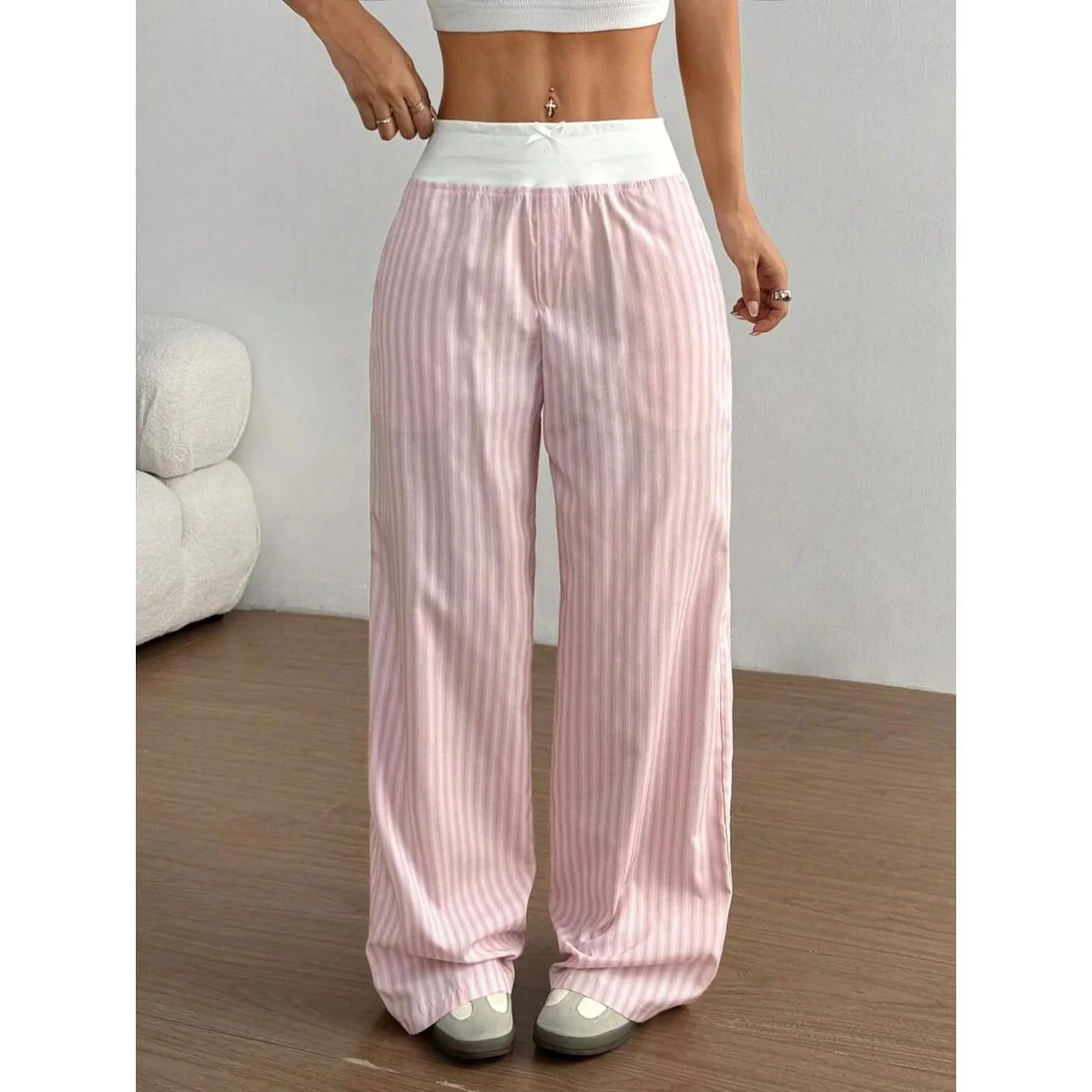 Damen lässige Palazzo-Hose mit breitem Bund R&B - Image 2