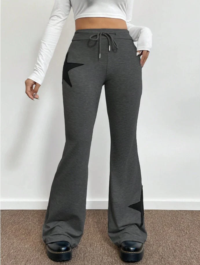 Damen lässige Sweatpants mit weitem Bein und Sternenmotiv R&B - Image 7