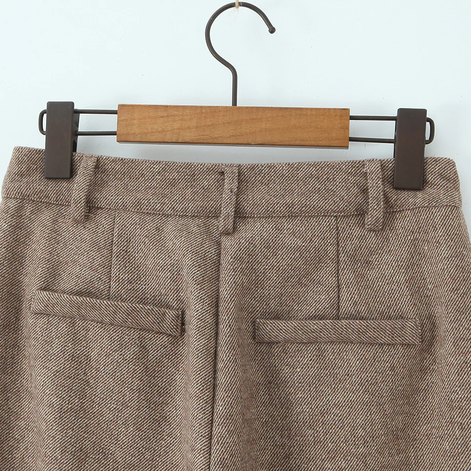 Damen lässige weit geschnittene Stoffhose mit hohem Bund R&B - Image 4