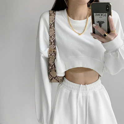 Damen lässiges Crop-Sweatshirt mit weit geschnittenen Ärmeln und modischem Schnitt - Image 13