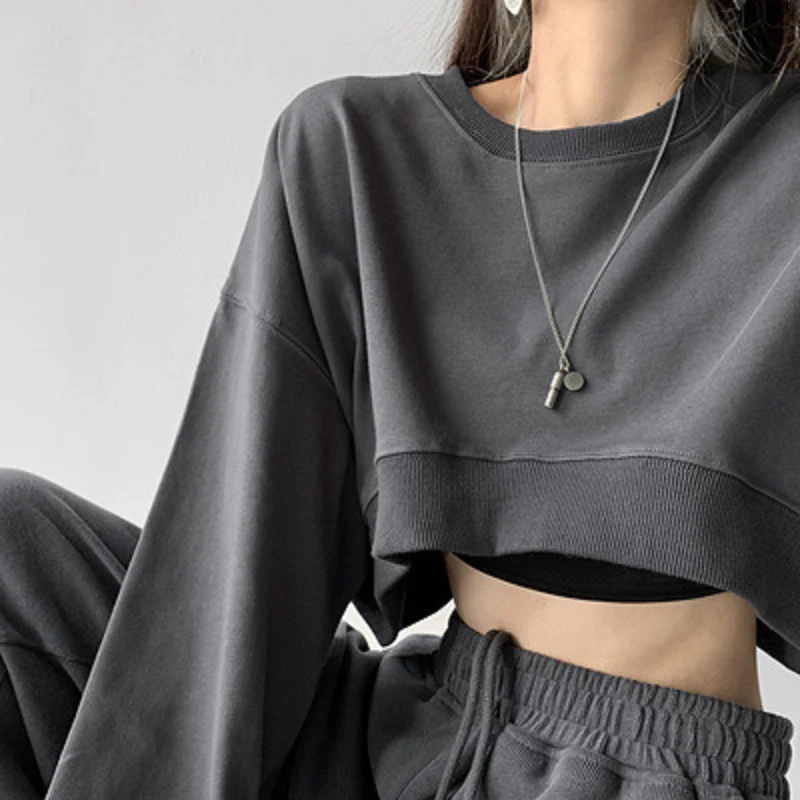 Damen lässiges Crop-Sweatshirt mit weit geschnittenen Ärmeln und modischem Schnitt - Image 2