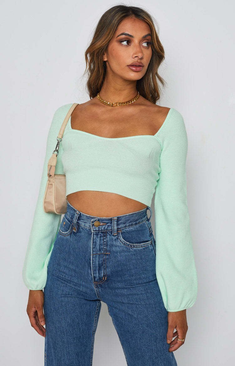 Damen lässiges Crop-Top mit weitem Arm und Rippstruktur R&B - Image 4