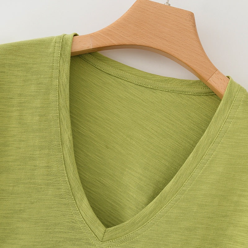 Damen lässiges T-Shirt mit V-Ausschnitt und luftiger Passform R&B - Image 3