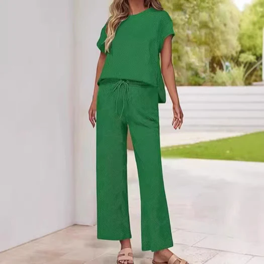 Damen lässiges Zweiteiler-Set mit hochgeschnittener Hose und lässigem Oberteil R&B - Image 2