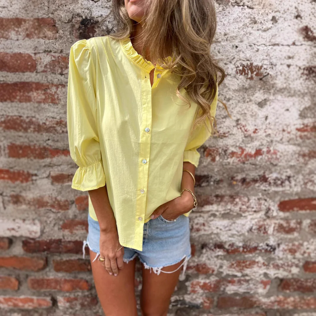 Damen luftige Bluse mit Rüschendetails und voluminösen Ärmeln R&B - Image 3