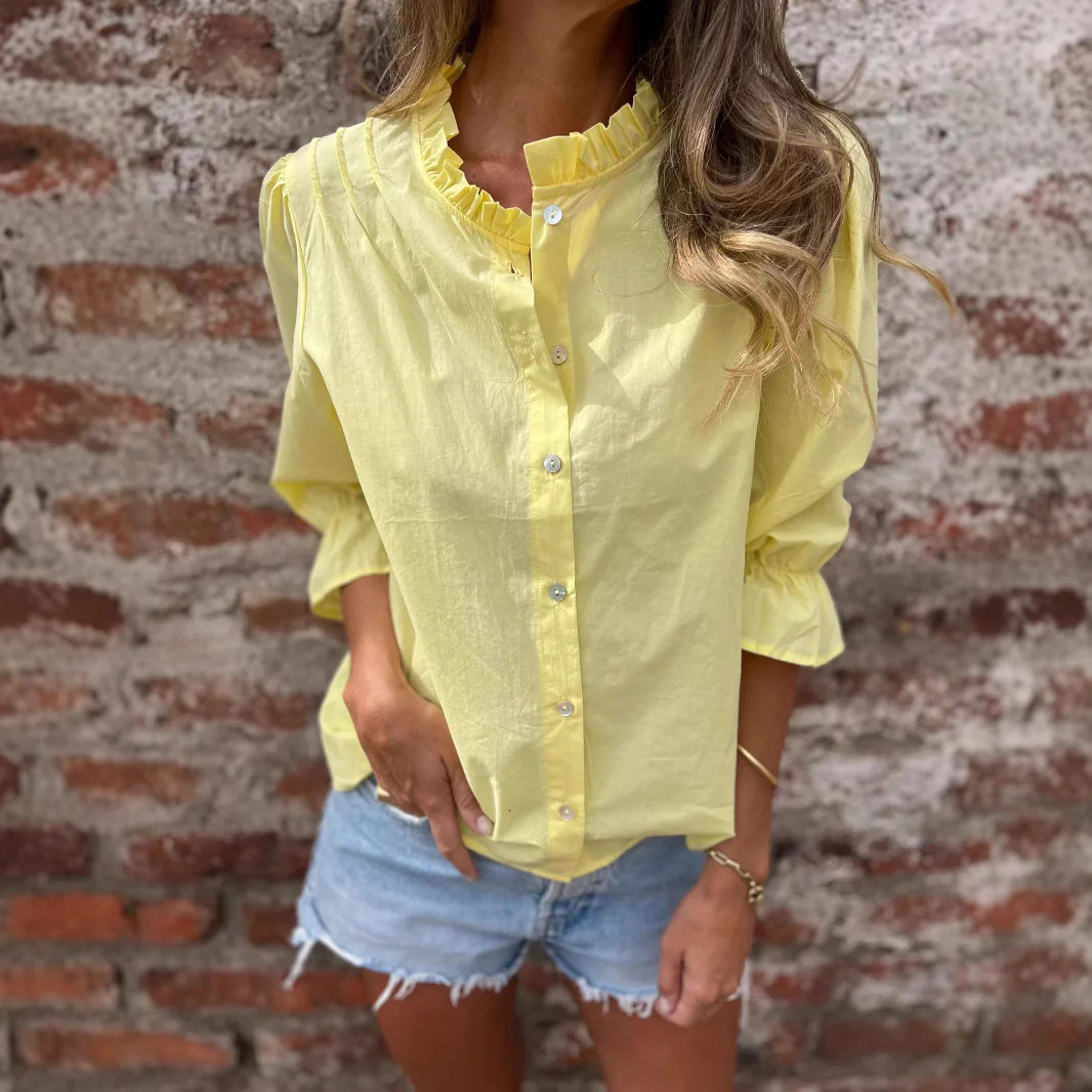 Damen luftige Bluse mit Rüschendetails und voluminösen Ärmeln R&B - Image 4