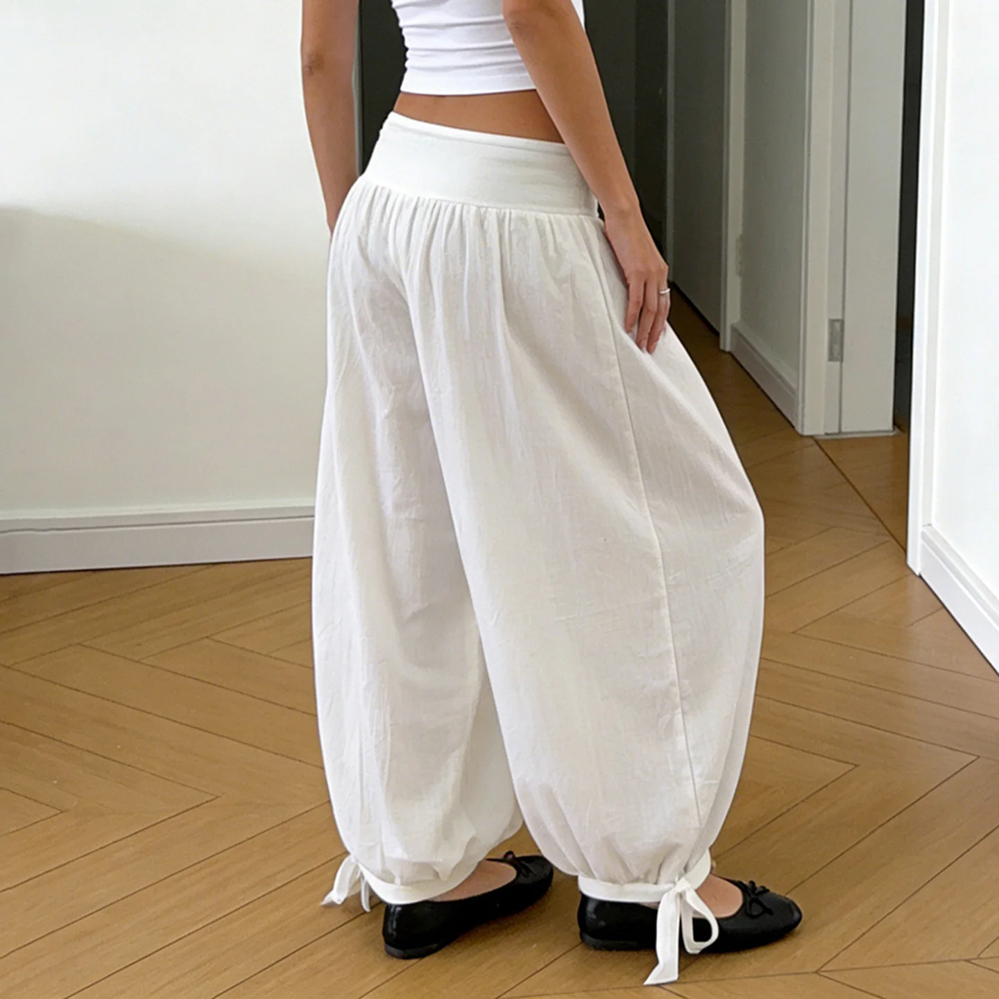 Damen luftige Culotte-Hosen mit Bindebändern Heidi-Mode - Image 3