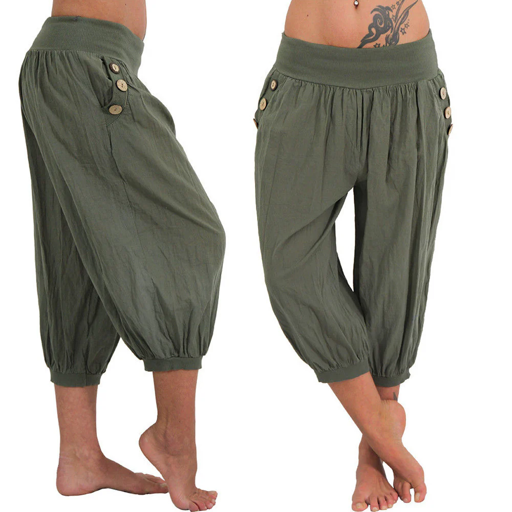 Damen luftige Haremshose mit praktischen Knopfdetails R&B - Image 11