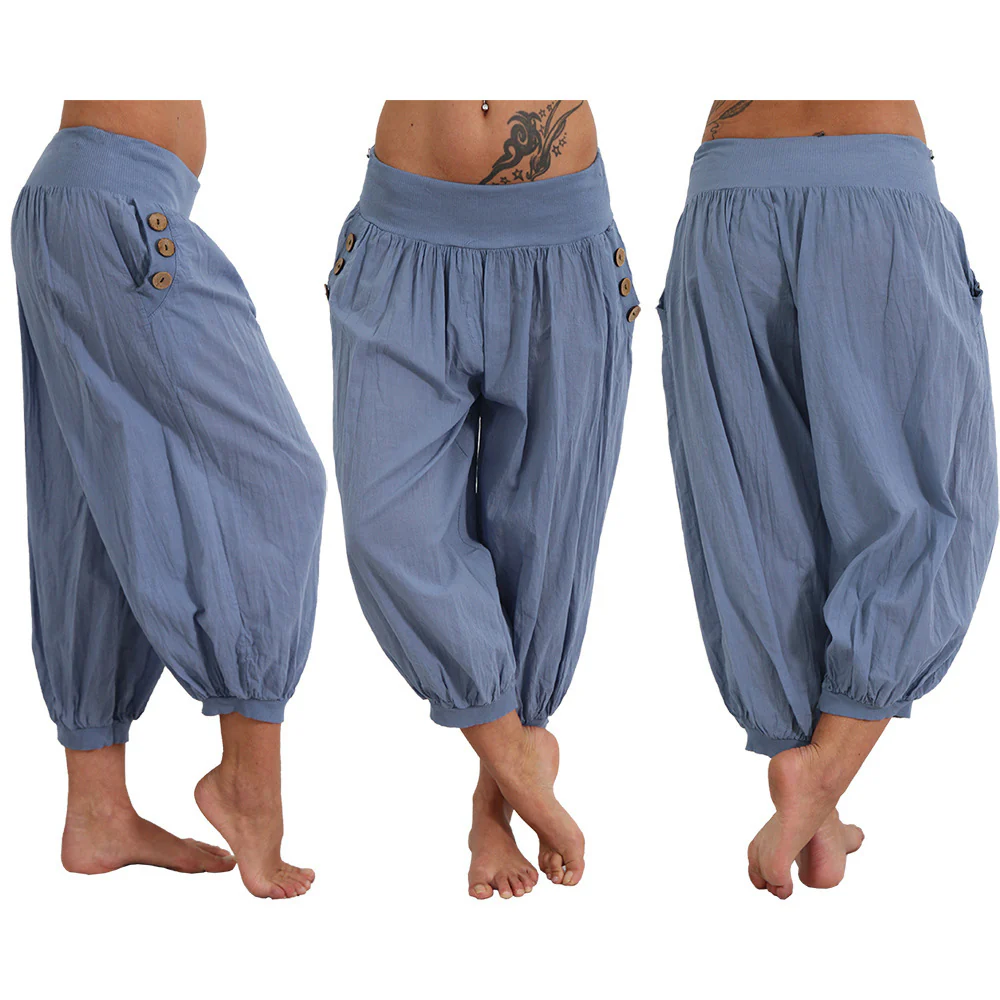 Damen luftige Haremshose mit praktischen Knopfdetails R&B - Image 5