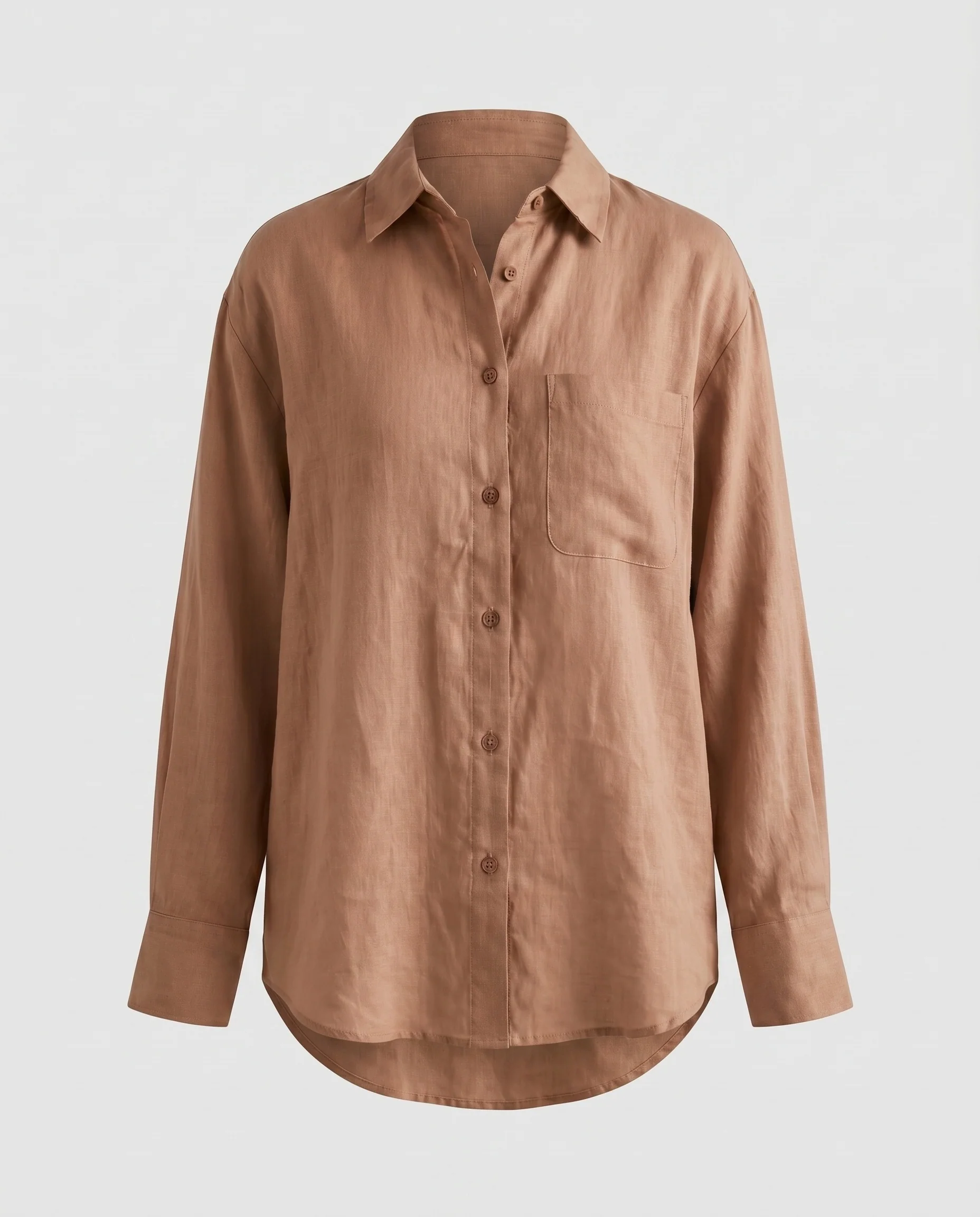 Damen luftige Leinenbluse im lässigen Oversized-Stil mit Knopfdetail - Image 7