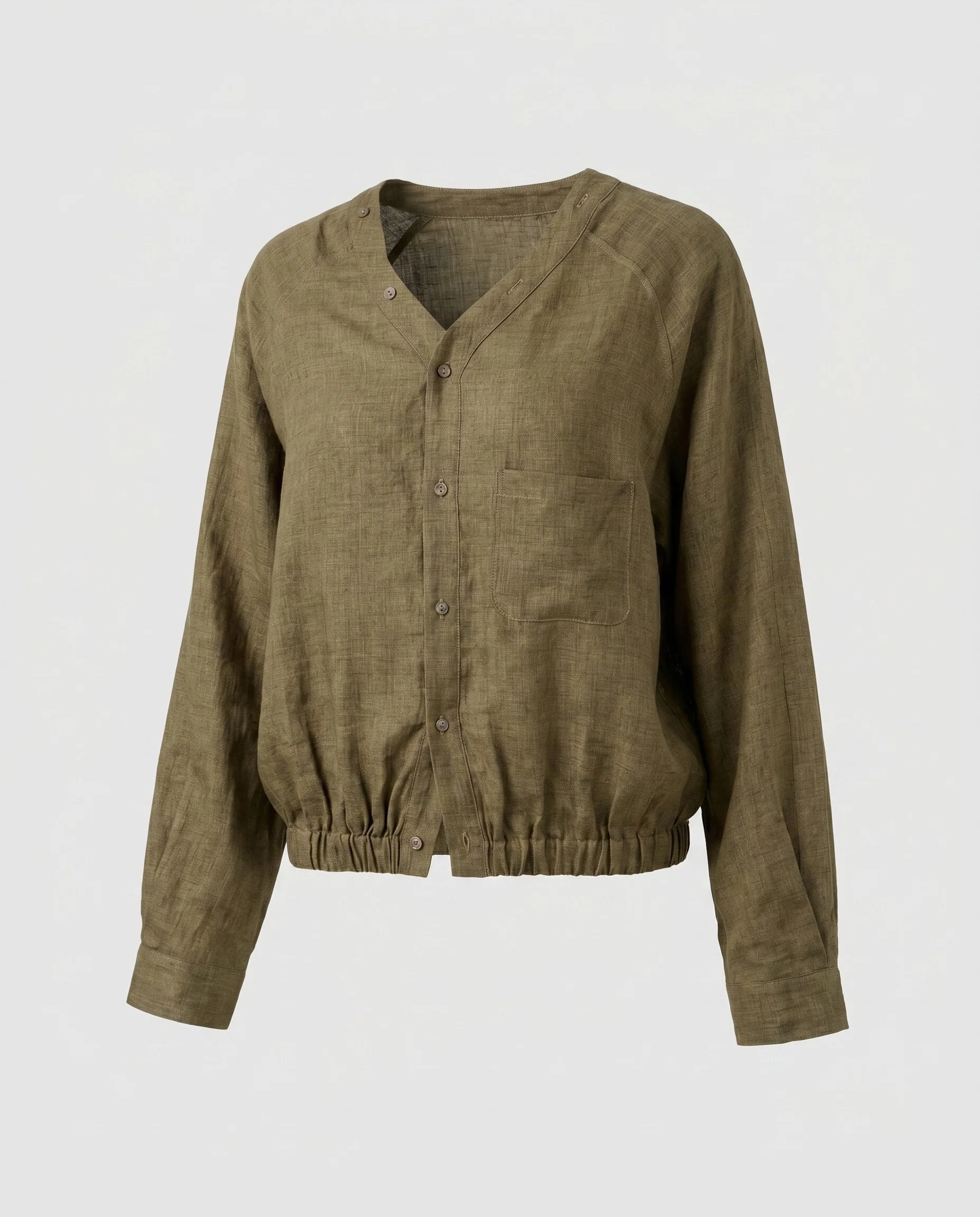 Damen luftige Leinenbluse mit elegantem V-Ausschnitt und lässigem Schnitt - Image 4