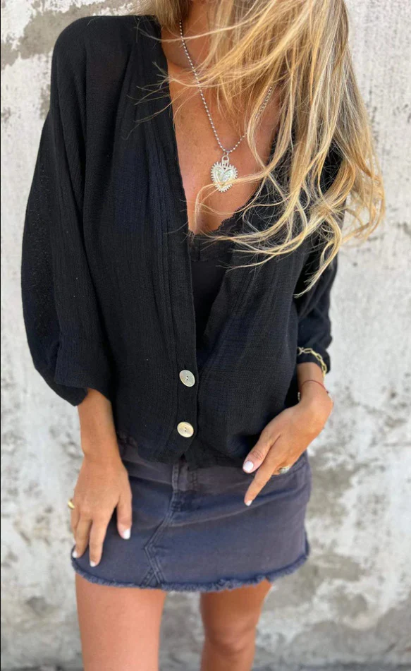 Damen Luftige und lockere Sommerjacke mit Knopfdetails R&B - Image 9