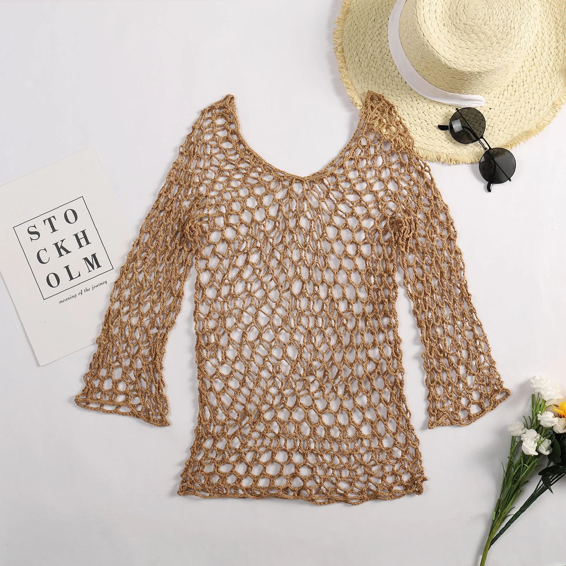 Damen luftiger Häkel-Poncho mit weitem Schnitt R&B - Image 8