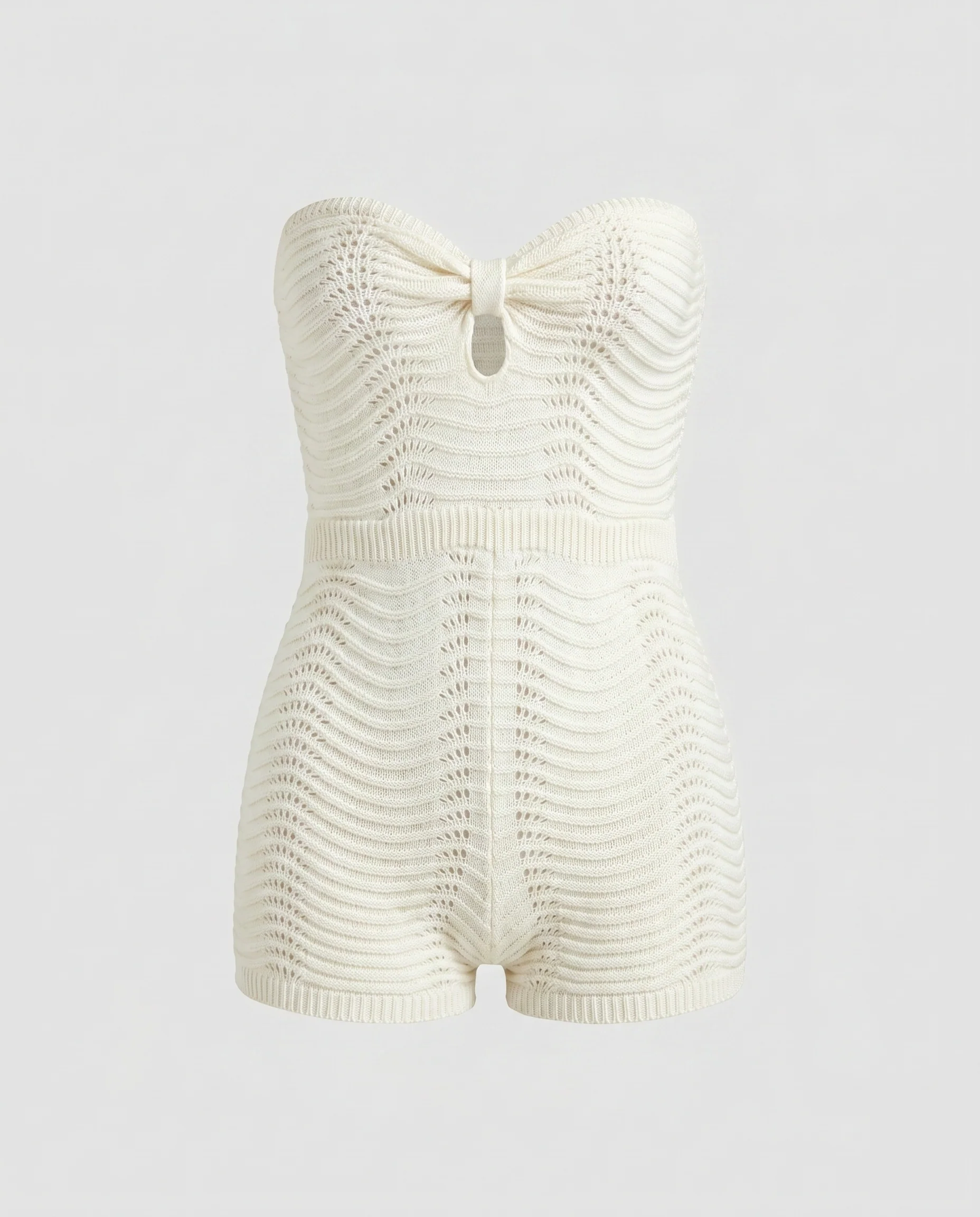 Damen luftiger Halter-Overall mit Rüschendetails und dekorativem Knoten - Image 4
